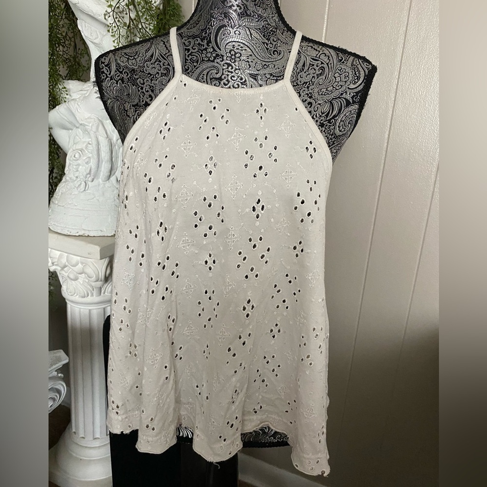 Y2K FREE PEOPLE EYELET SUMMER BABY DOLL STYLE TOP M